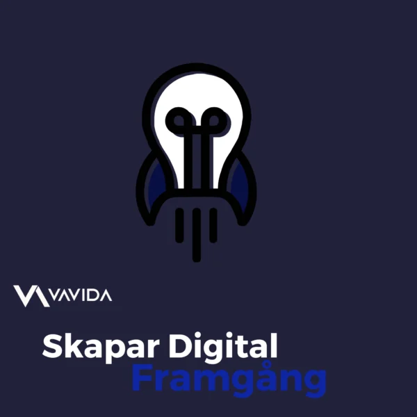 Bild med vavida logo och text "skapar digital framgång"